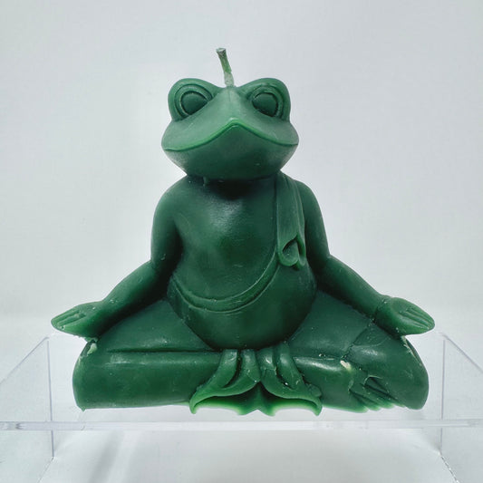 Meditating Frog Beeswax Candle