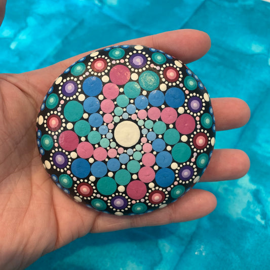 Colorful Spiral Mandala Stone
