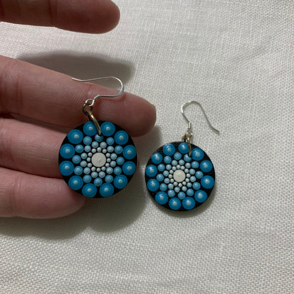 Blue Ombre Dot Art Earrings