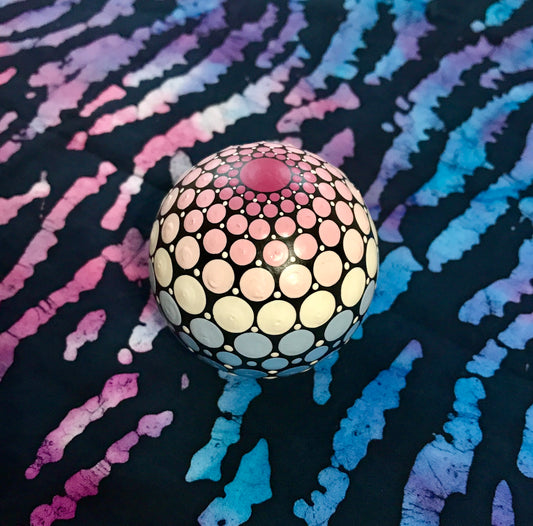 Ombre Spiral Dot Art Wood Sphere