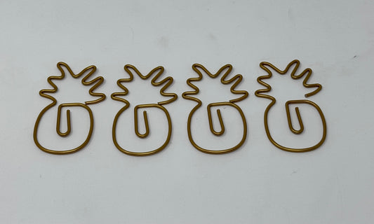 4 Gold Pineapple Paper Clips