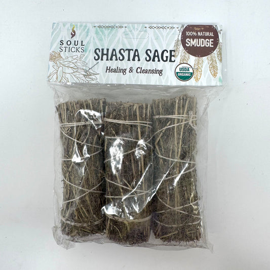 3 Piece 4 Inch Shasta Sage Smudge Stick Bundle