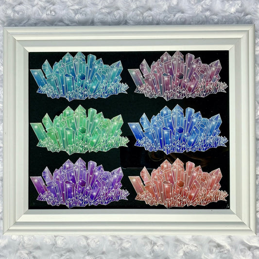10 x 8" Colorful Crystal Clusters Art Print With Frame