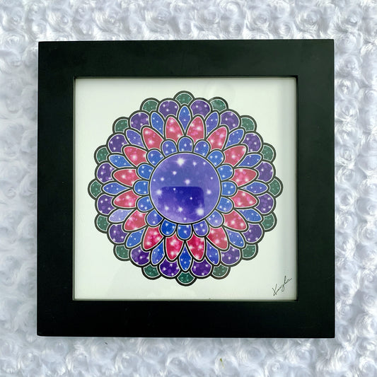 8 x 8" Galaxy Mandala Art Print With Frame