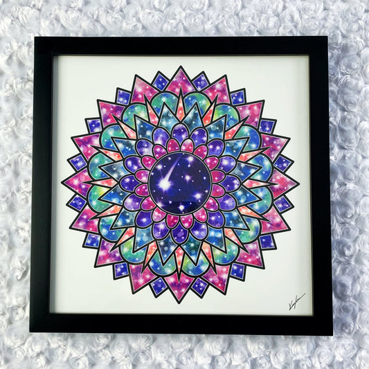 11 x 11" Shooting Star Mandala Art Print With Frame